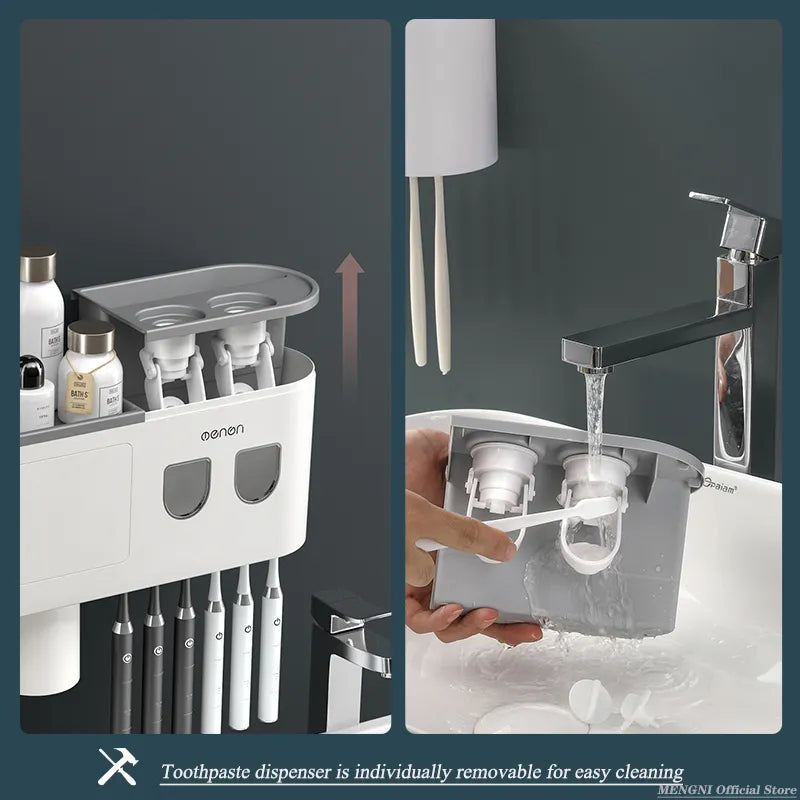 MENGNI-Magnetic Adsorption Inverted Toothbrush Holder Wall -Automatic 2024