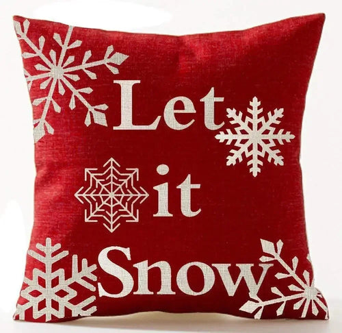 Holiday Cotton Linen Santa Snowflake Elk Decorative Throw Pillow