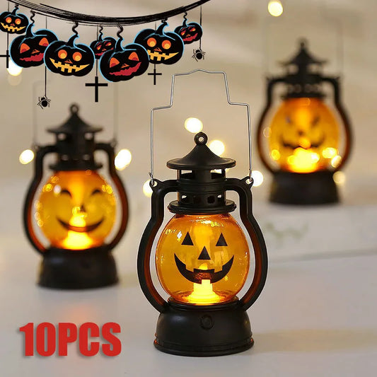 1-10PCS Halloween Ghost Face Pumpkin Lamp Portable Pumpkin Lamp Skull