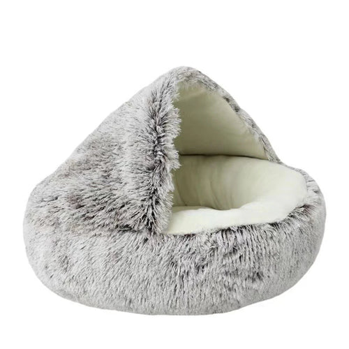 2025 Cozy Plush Pet Cave Bed – Round Covered Nest for Cats & Small Dogs