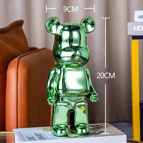 2024 Resin Bear Sculpture | Bold Water Transfer Print Decor for Living Room