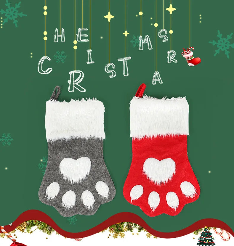 Christmas Socks Dog Paw Christmas Socks New Year Candy Gift Bag