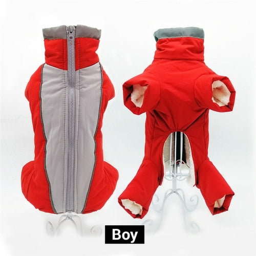 Winter Overalls for Dogs Warm Waterproof Pet Jumpsuit Trousers Male/