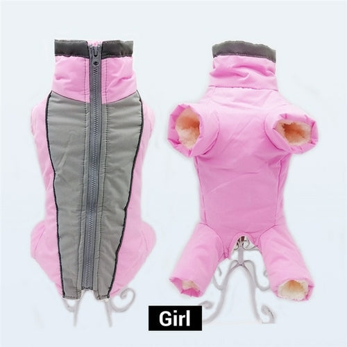 Winter Overalls for Dogs Warm Waterproof Pet Jumpsuit Trousers Male/