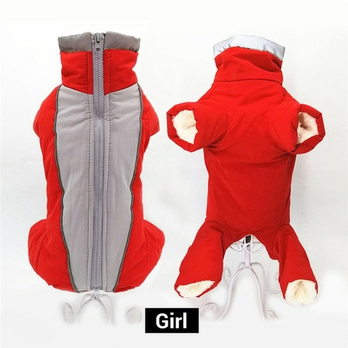 Winter Overalls for Dogs Warm Waterproof Pet Jumpsuit Trousers Male/