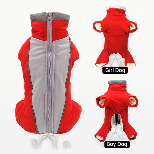 Winter Overalls for Dogs Warm Waterproof Pet Jumpsuit Trousers Male/