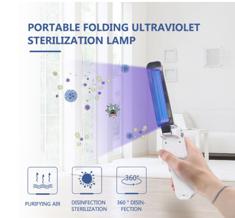 Portable UV disinfection stick folding handheld sterilizing lamp