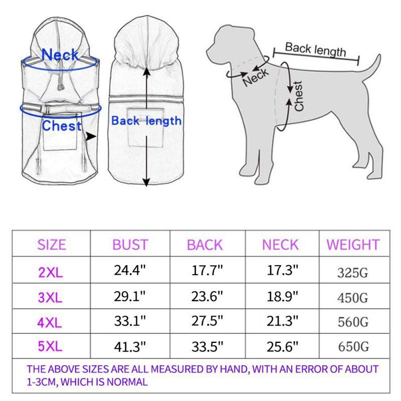 Pet Dog Raincoats Reflective Small Large Dogs Rain Coat Waterproof